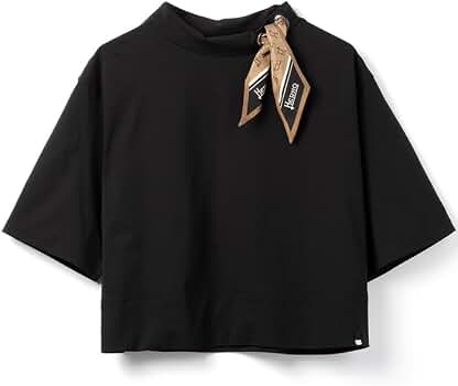 Amazon | [ヘルノ] Tシャツ レディース シルクスカーフ付き SUPERFINE